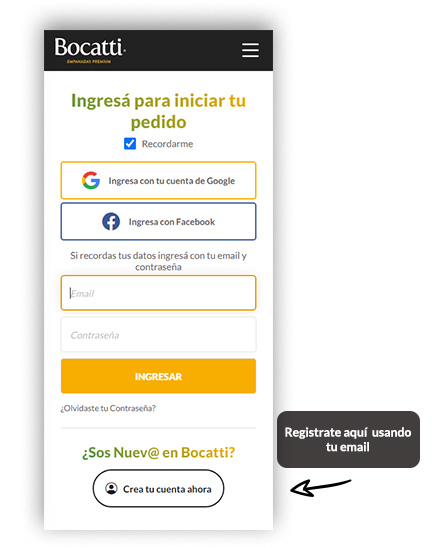 Registro con Email